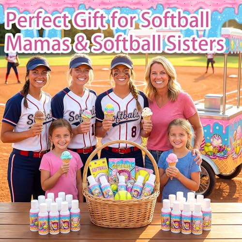 Image of 24 Pcs Travel Size Mini Sunscreen Bulk SPF30+ Ice Cream Drip Party Favors Small Sunscreen Sun Protection Stuff for Birthday Sports Coach Team Coach Team Appreciation Gift, 1 Fl. oz(Drip Softball Gear)