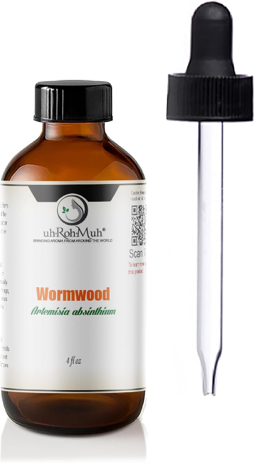 Wormwood Essential Oil - Steam Distilled Artemisia Absinthium Herb Oil, Strong Herbal Aroma Middle Note Essential Oil for Aromatherapy Diffuser Perfumery and DIY Cosmetic Blends - USA - 10 ml