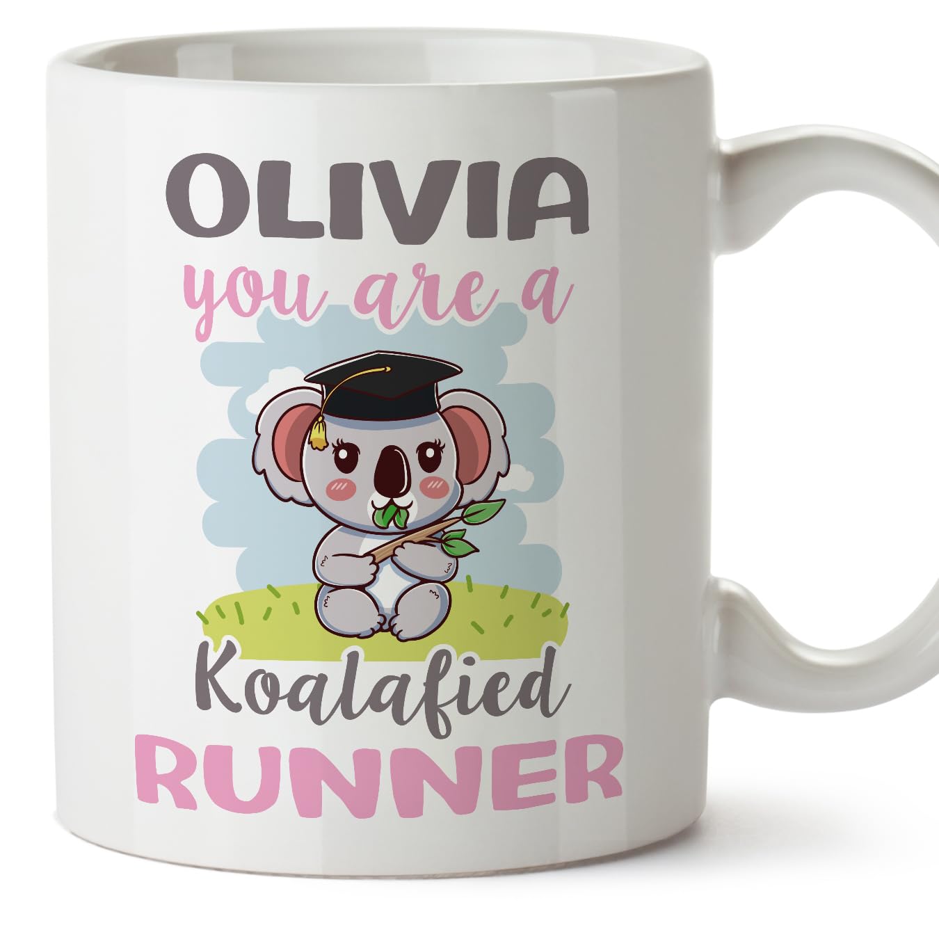 MUGFFINS Personalised Mug for Runner Woman - in English - Custom Koalafied - Funny Custom Gift for Colleagues - Ceramic 11oz Mug โ image 1