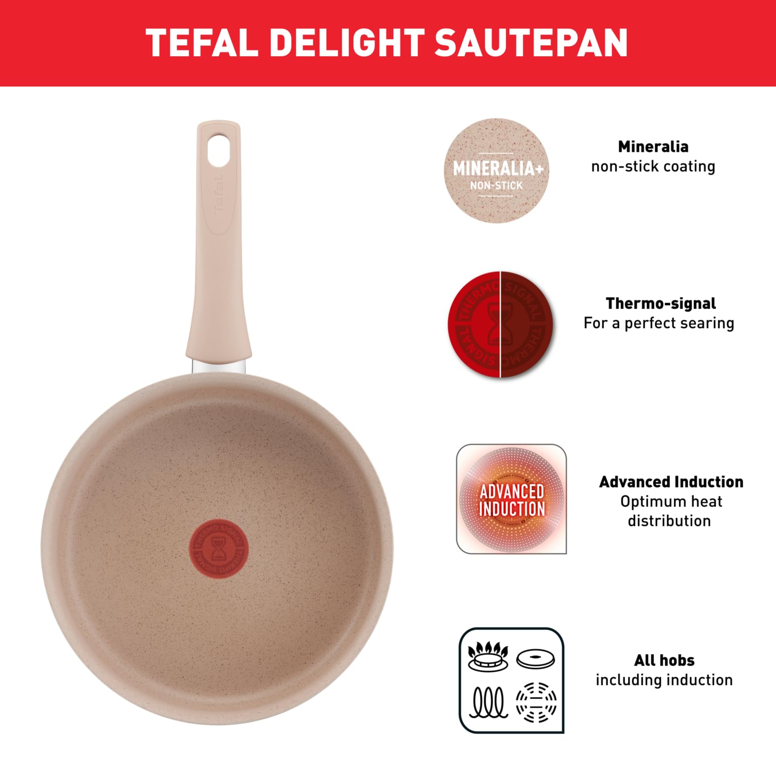 TEFAL Set 3 pièces aluminium beige induction INGENIO DELIGHT pas cher