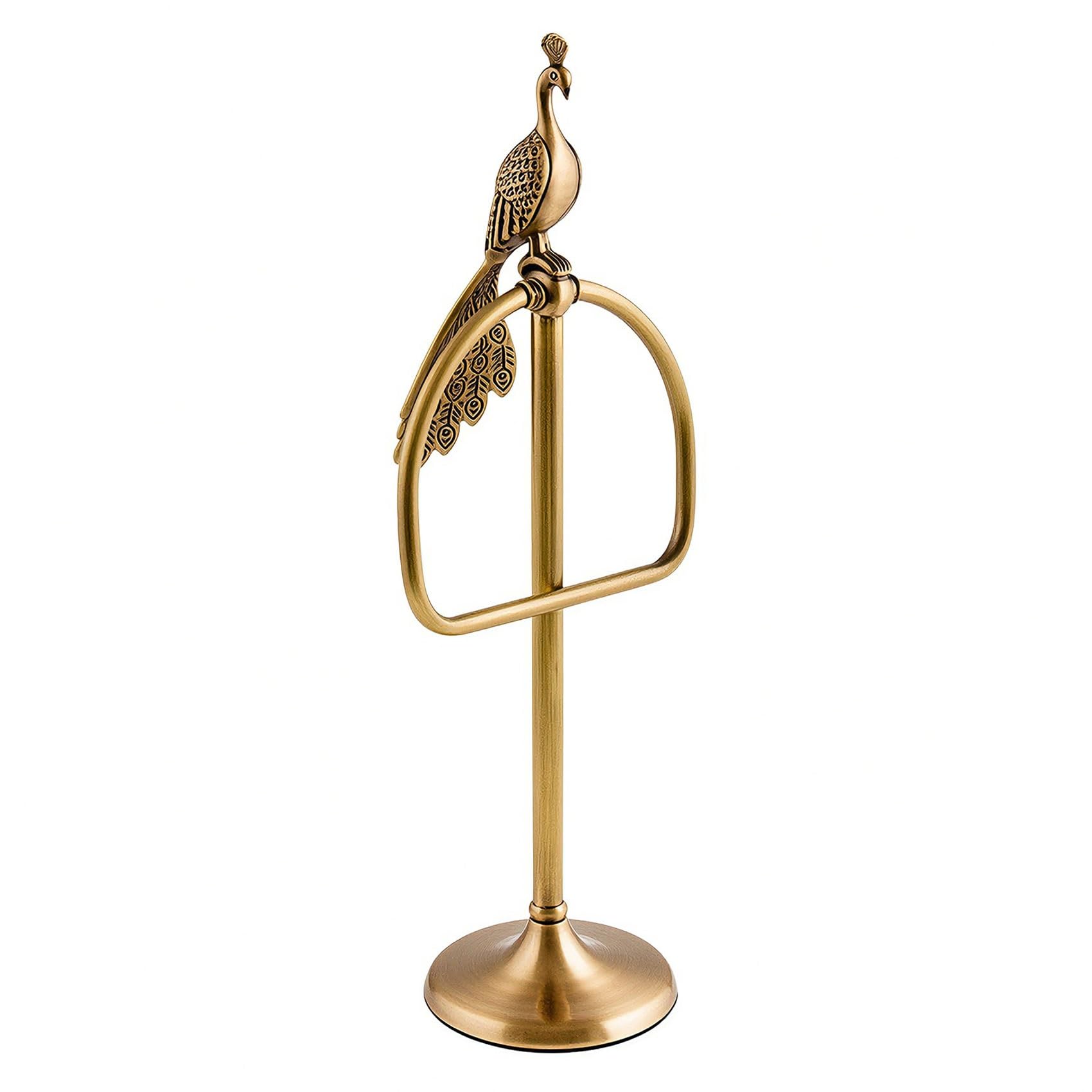 Toalleros Vertical de 47 cm, Toallero de Pie Latón Vintage, Toallero sin taladrar para Lavabo Baño y Encimera de la Cocina, Cepillado, Ahorro de Espacio y Resistente