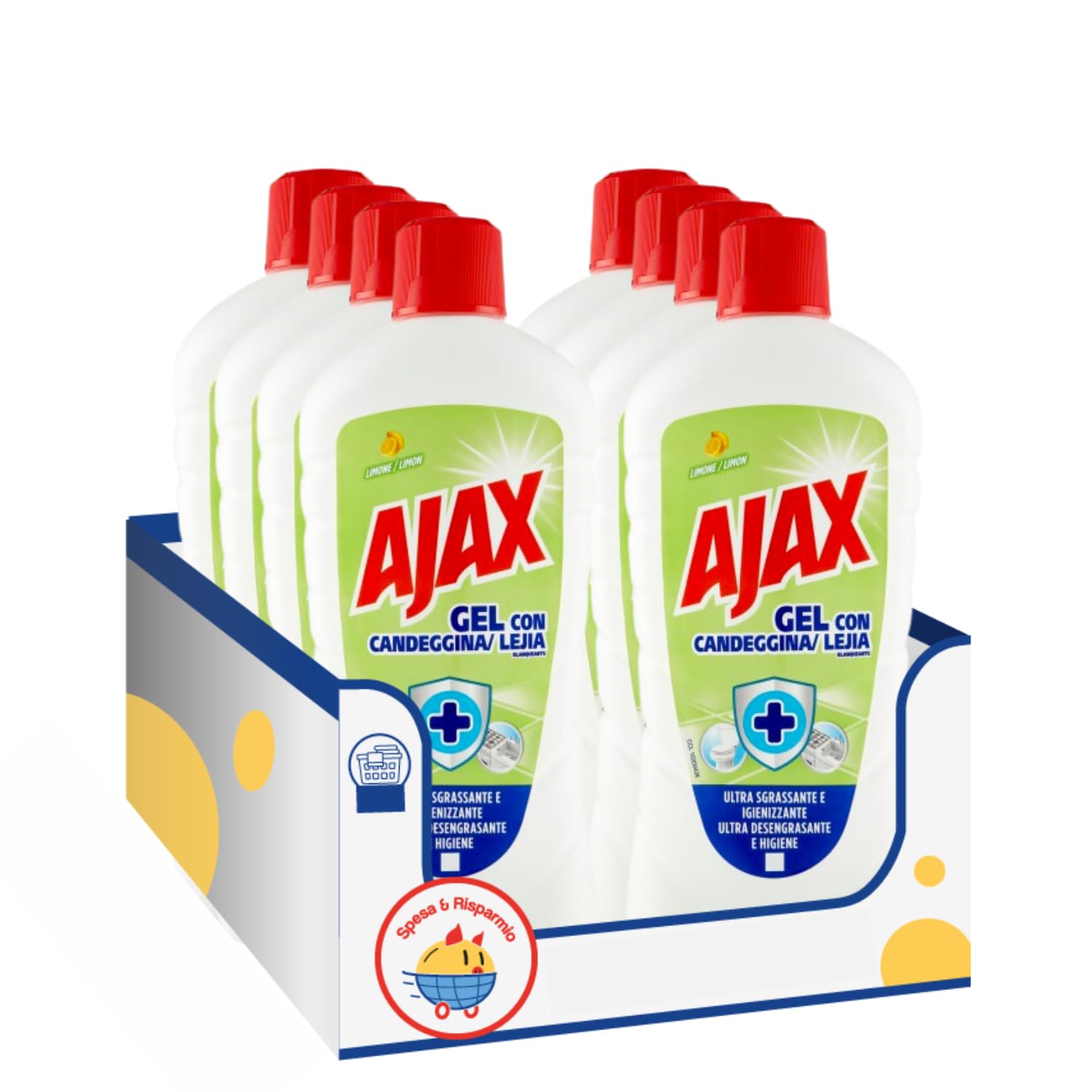 Detergente Pavimenti con Candeggina al Limone – 1L – Variazioni 4/8/12 Pezzi (12)