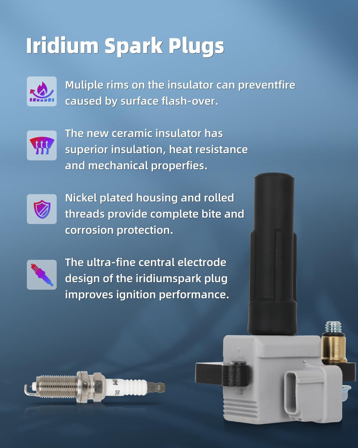 ECCPP 4 ignition coils with 4 iridium Spark Plugs,UF508,coils packs,for Subaru Outback 3.0L 2007,for Subaru Outback 2.5L 2005 2006 2007 2008 2009,for Saab 9-2X 2.5L 2006,UF508 178-8392 23-0104