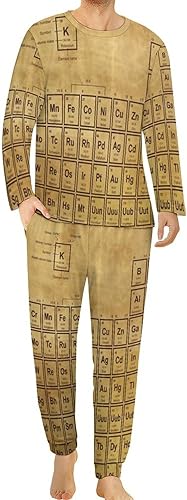 Science Elements Chemistry Mens Pajamas Set Round Neck Pullover Long Sleeve Top Shirt And Trousers Lounge Set