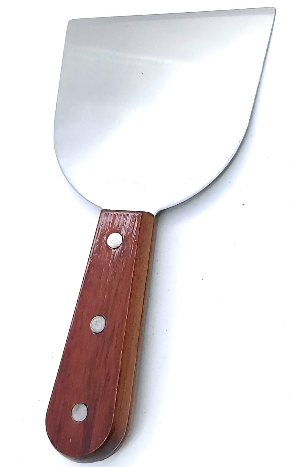 A.R.T Heavy Duty Stainless Steel Plain Scrapper with Wooden Handle for Mixing Cutting Ice Cream, Cake, Chocolate, Dough,Art Decoration Set of 2 3