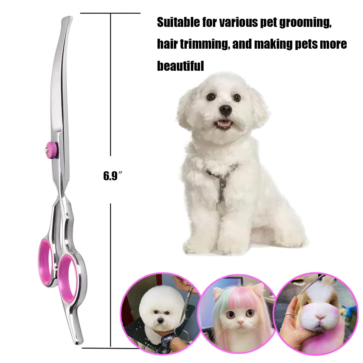 Dog Grooming Scissors,with Safety Round Tips Stainless Steel Pet Grooming Scissors for Dogs, Cats and Other Animals