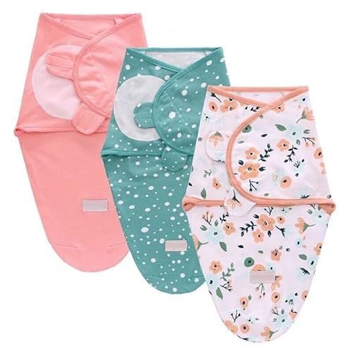 ZiaWorld 3pcs Baby Swaddle Blanket Wrap for Newborn 0-6 Months Breathable Sleep, Organic Cotton Baby Swaddle Sacks for Infant, Baby Essentials for Baby Boy & Girl, Style 3