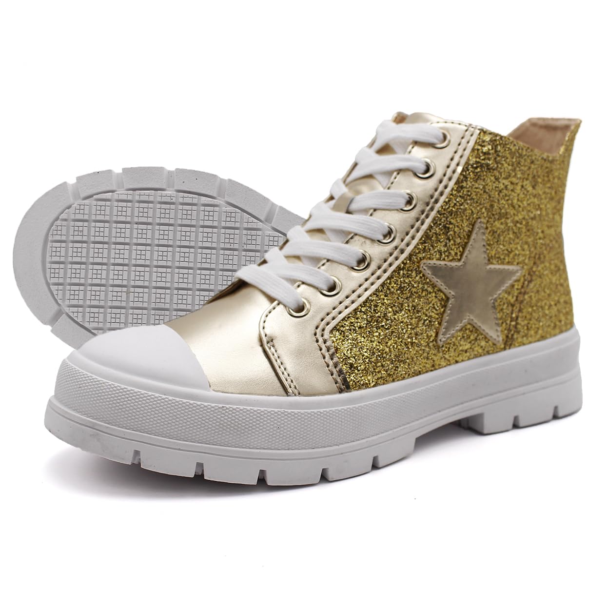 Laforst Women's Multicolor Glitter Nonslip Comfortable Sneaker Gold 12