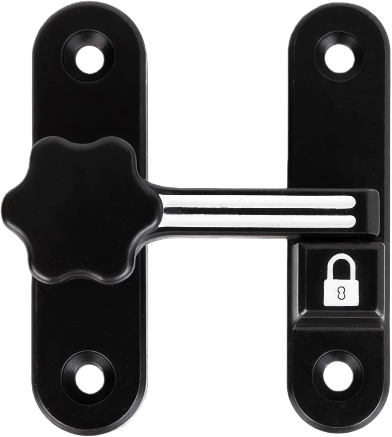 Ban Door Lock Glow in Dark, 90/180 Degree Flip Sliding Door Latch, Zinc Alloy Luminous Light Protecting Safety Gate Latches, Fit for Barn, Garage, Bathroom, Cabinet (Black)