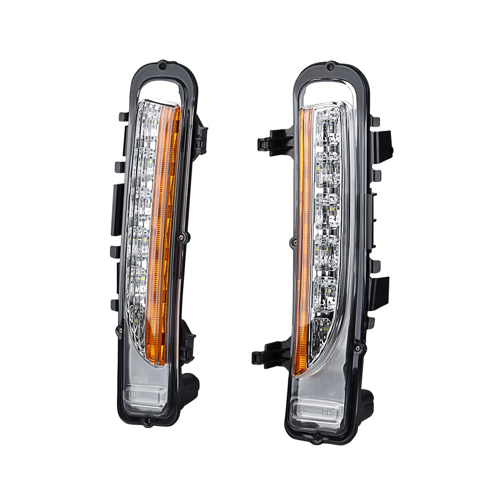 amopacorp 2pcs LED White DRL Daytime Running Lights Switchback Amber Turn Signals Front Lower Bumper Fog Lamps Left Right Super Bright Compatible for Ford Edge SUV 2011 2012 2013 2014 (Clear Lens)