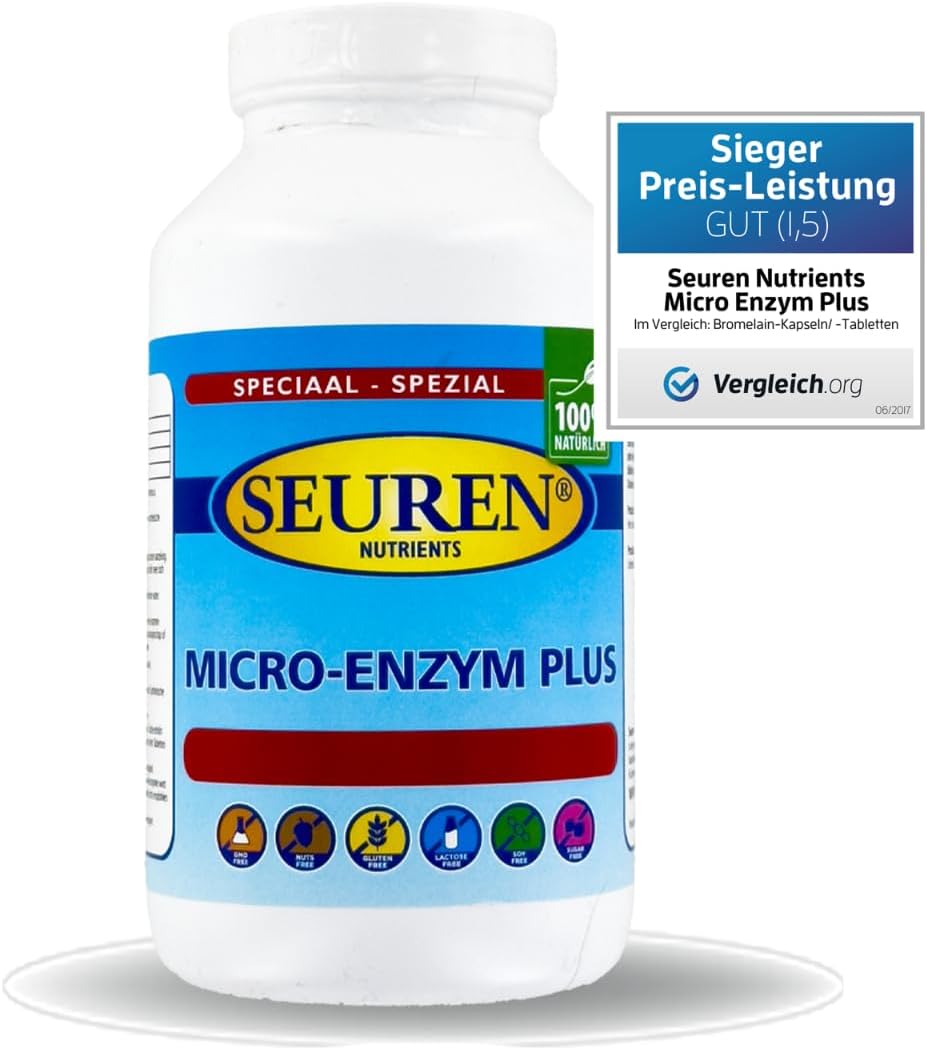 Seuren NutrientsMicro Enzyme Plus 200 Tablets | Gastro-Resistant | Enzyme Complex | Multi-Enzyme | Gluten Free | Lactose Free | Sugar Free (100% Natural)