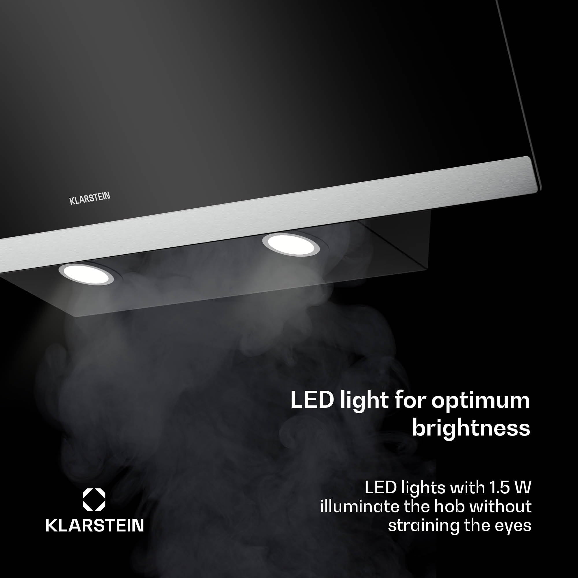 Klarstein FlashLine okap kuchenny 90 cm 524 m³/h A++ LED 34,5 dB czarny wywiew obieg