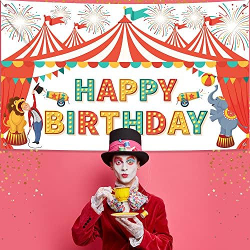 Miniatura 5 de KatchOn, Cartel de feliz cumpleaños de Carnaval XtraLarge - 72 x 44 pulgadas Decoraciones de fiesta temática de carnaval Decoraciones de fiesta de