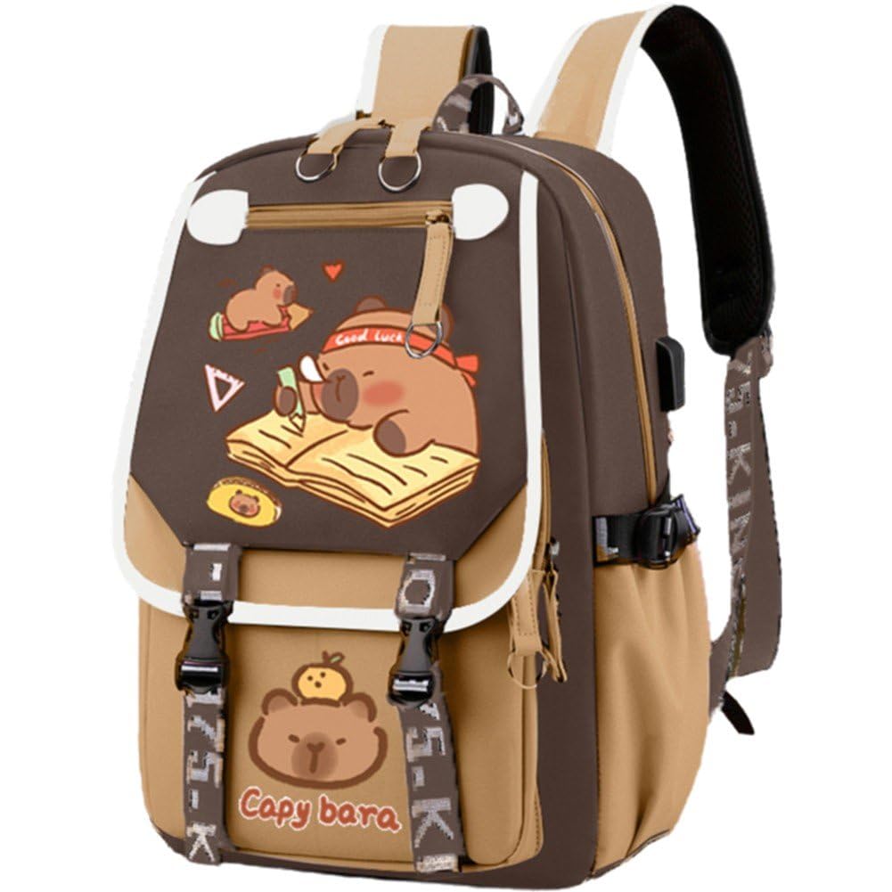 Sac à dos de style Ita avec rabat transparent et motif Capybara mignon