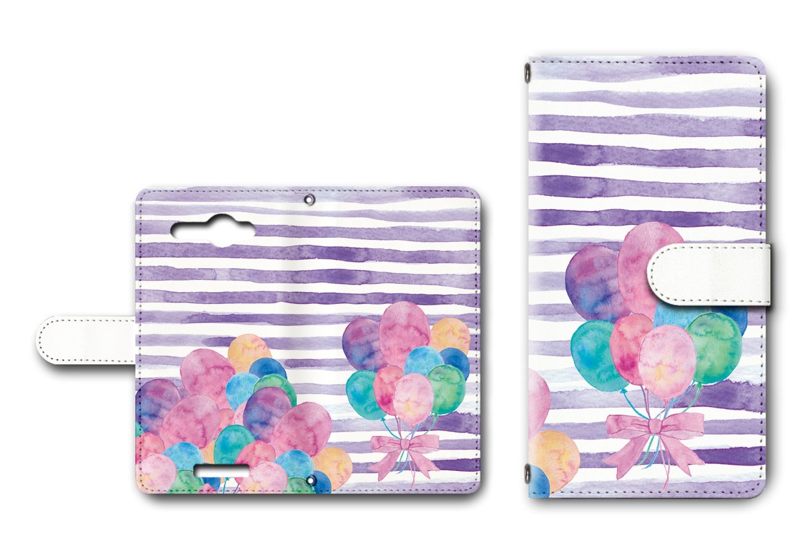 Amazon Co Jp Htc J Butterfly Htl21対応 手帳型ケース カメラ穴搭載 ダイアリー スマホカバー レザー製 風船と水彩ストライプ D パープル 家電 カメラ