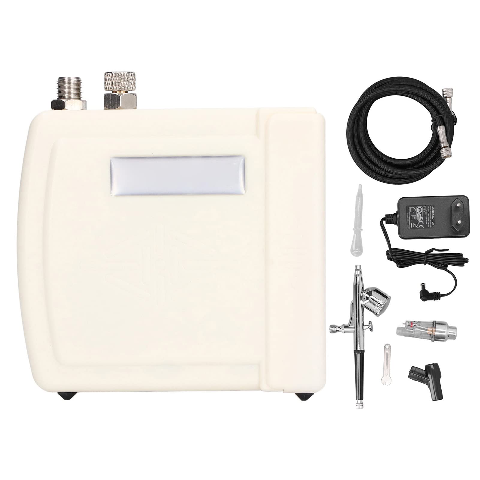 Kit aérographe double action 0.3mm avec compresseur blanc et filtre à eau 100-240V