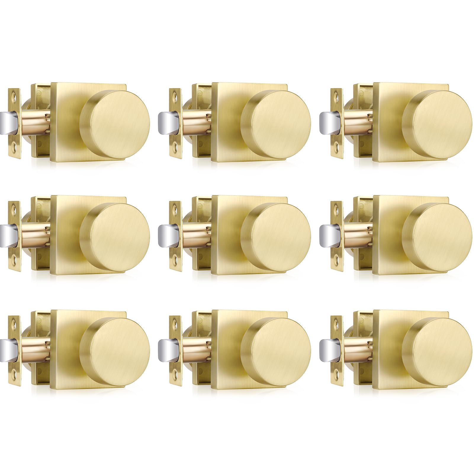 Brushed Gold Door Knobs - 6 Pack Privacy Knobs -16 Brushed Gold Door Knobs - 6 Pack Privacy Knobs -16