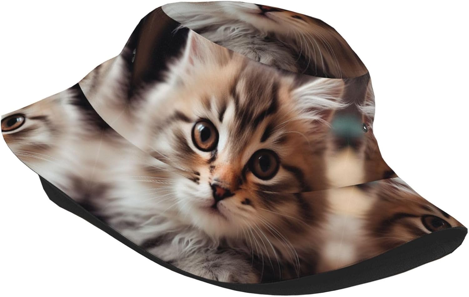 Fashion Bucket Hat for Women Men Packable Cute Sun Hats Cat On Carpet Fisherman Cap Outdoor Travel Beach Caps Black