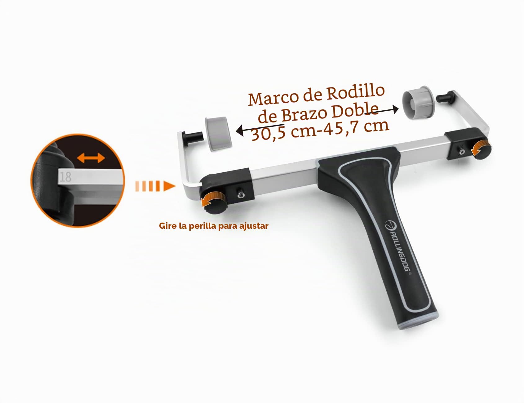 ROLLINGDOG Kit de rodillo de pintura de 18 pulgadas, rodillo de pintura con barra extensible de 2 a 3.2 pies, cubo de pintura con forros, fundas de rodillo de microfibra de 18 pulgadas (paquete de 2