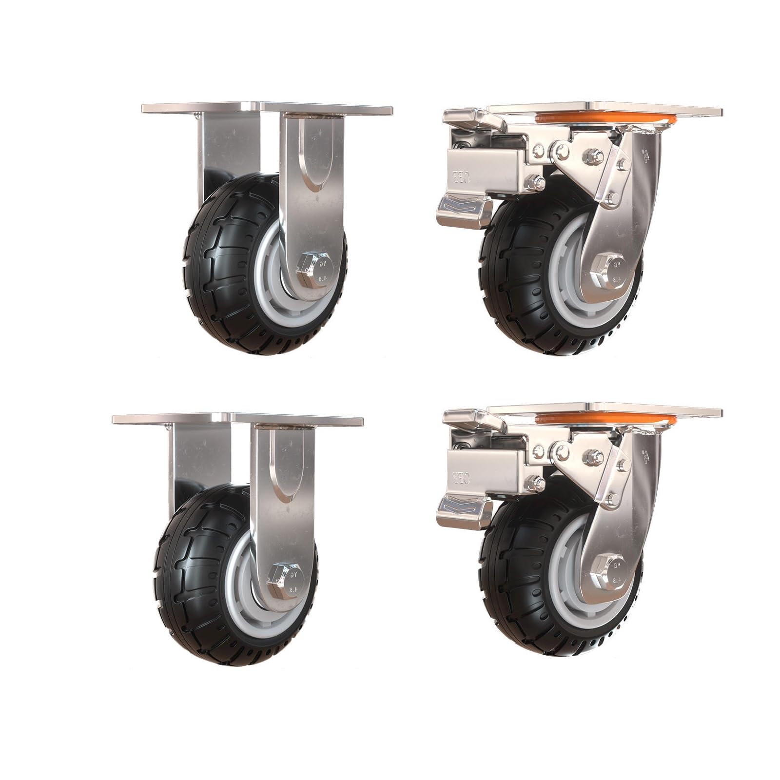 Rotelle Pivotanti per Carrello, Pivottanti per Mobili In Gomma Piccola, Ruote Girevoli Fino A 100 Kg, 2 Ruote Girevoli con Freno Di Bloccaggio E 2 Ruote Direzionali, Rotelle del Carrello ( Color : 4 c