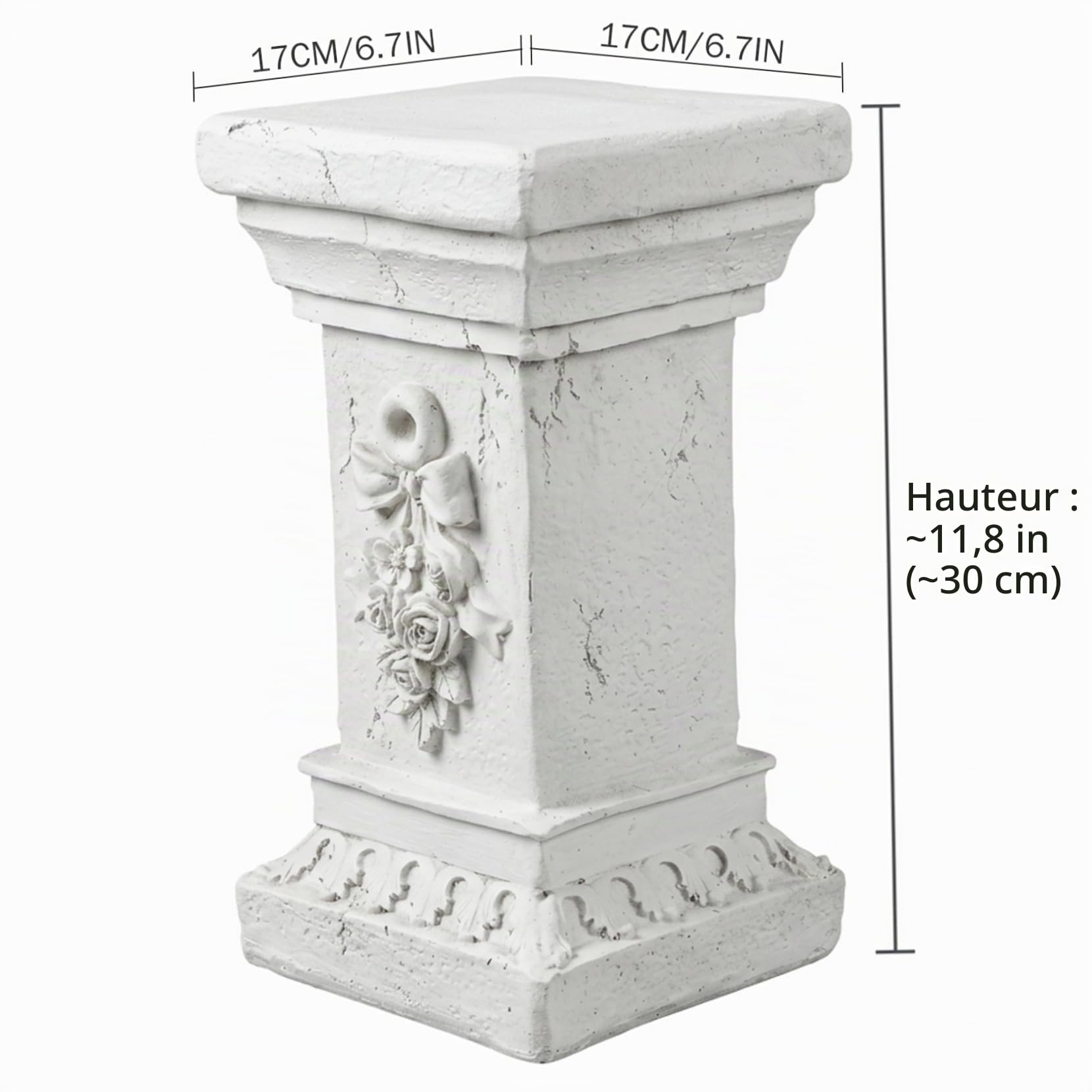 Support de statue, socle – Colonnes et piliers européens élégants, colonne et piliers en résine résistante aux intempéries pour statues, pots de fleurs, décoration 30 x 17 x 17 cm, jardinière