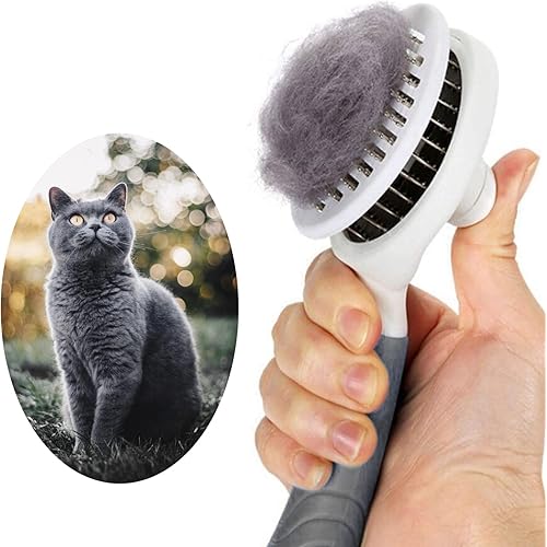 Cat Self Cleaning Slicker Brush, Pets Skin Friendly Grooming Brushes for Shedding Dogs Cats Hair Easy to Remove Loose Undercoat with Long or Short Hairs Pet Massage Tool All Hair Type - UPGRADED