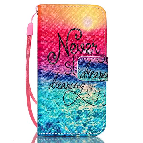 Compatible with iPhone 5S Case,iPhone 5 Case,iPhone SE Case,[Wrist Strap][Kickstand] Pattern Premium PU Leather Wallet [Card/Cash Slots] Flip Cover for iPhone 5 5S SE +Crystal Pen (Never Stop)