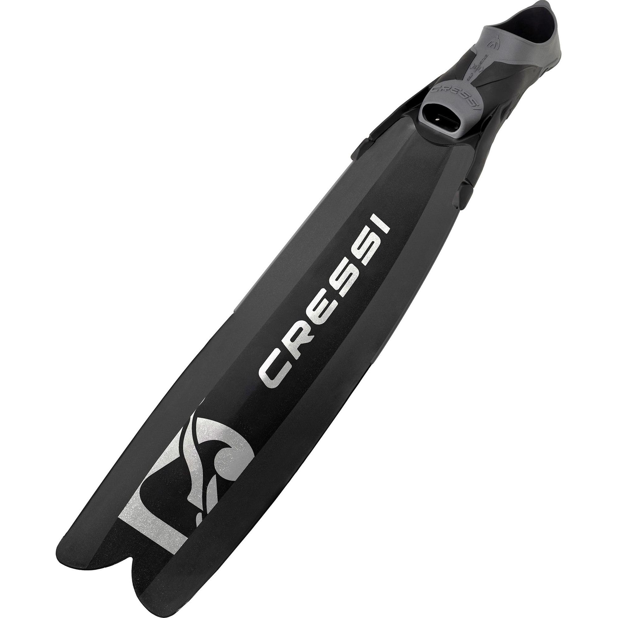CRESSI BH185038 GARA Turbo Boost Diving Fin Full Foot Plastic, Long Blade, Short Rib, Ultra Lightweight, 62°F (29°C) Tilt, Black, 38/39 (23.5 - 24.5 cm)