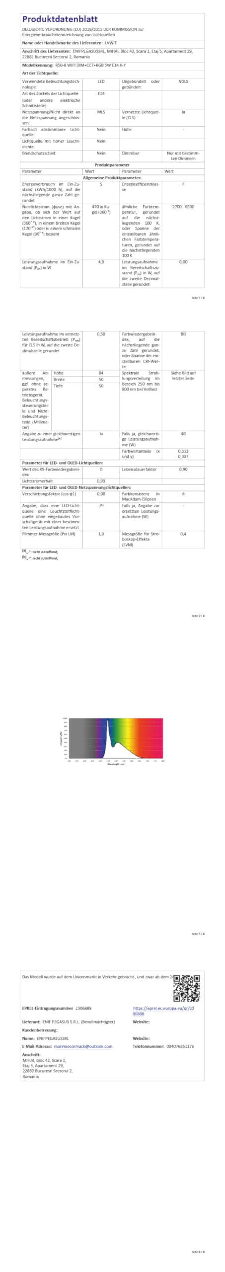LVWIT WLAN Smart Led Lampe Reflektor, E14 4.9W Dimmbar Glühbirne Mehrfarbige RGB Licht, Wifi Birne Kompatibel mit Alexa Echo Google Home SmartThings, ohne Hub Benötig - 4 Pack