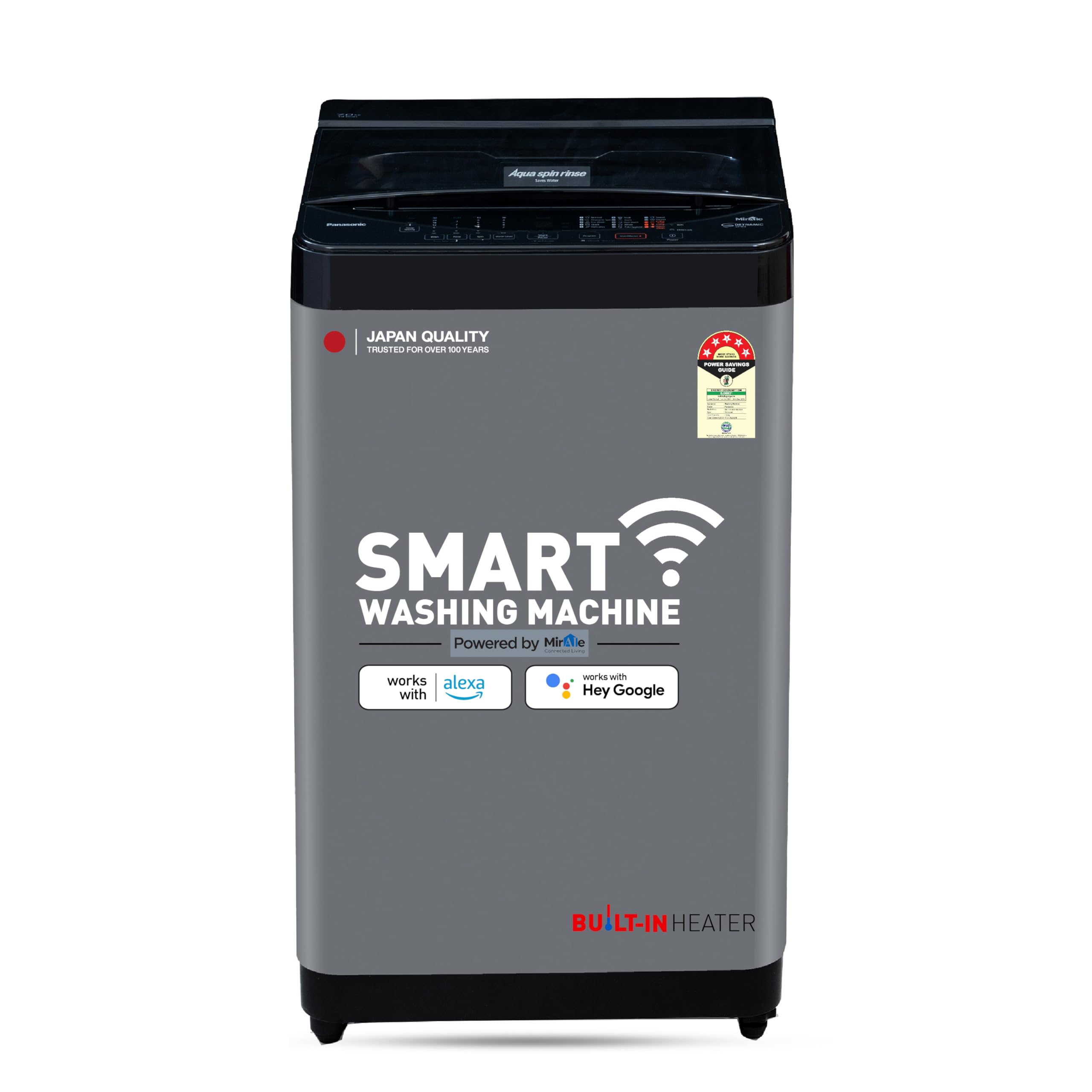 Panasonic 8 Kg Wifi Fully-Automatic Top Loading Smart Washing Machine (NA-F80CH3CRB, Charcoal Inox Grey, 2024 Model, Drynamic Spin)