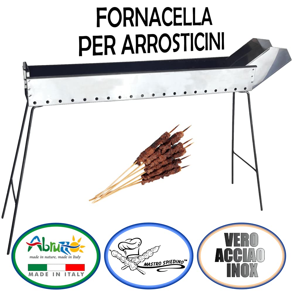 Mistermoby Barbacoa de acero inoxidable de 80 cm + boquilla de 20 cm para asados de carne, brochetas de pescado o pan