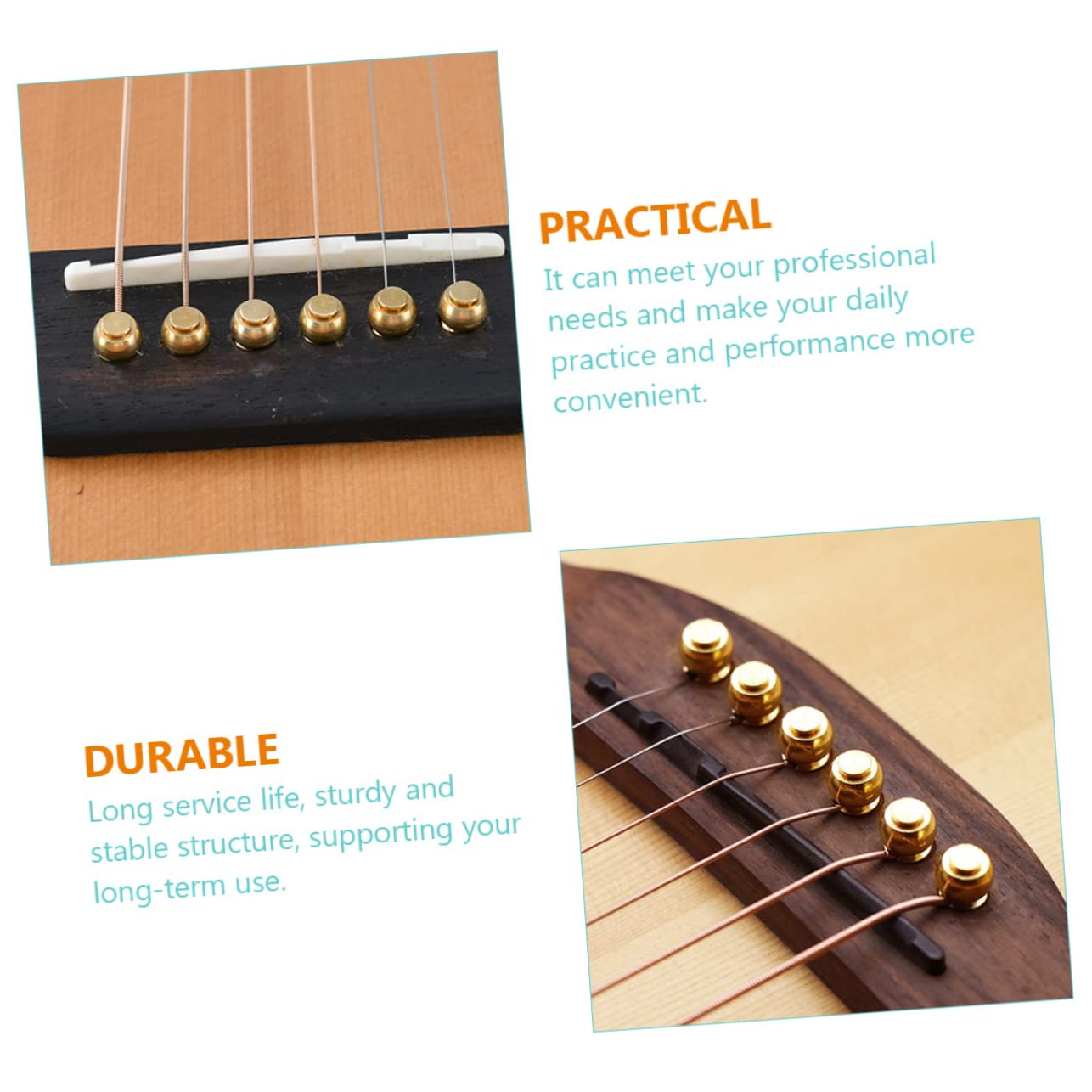 HEMOTON 5 Set Di Piroli Di Accordatura in Ottone Per Chitarra Acustica/elettrica Accessori Per Perni Di Corda 12 Pezzi*5
