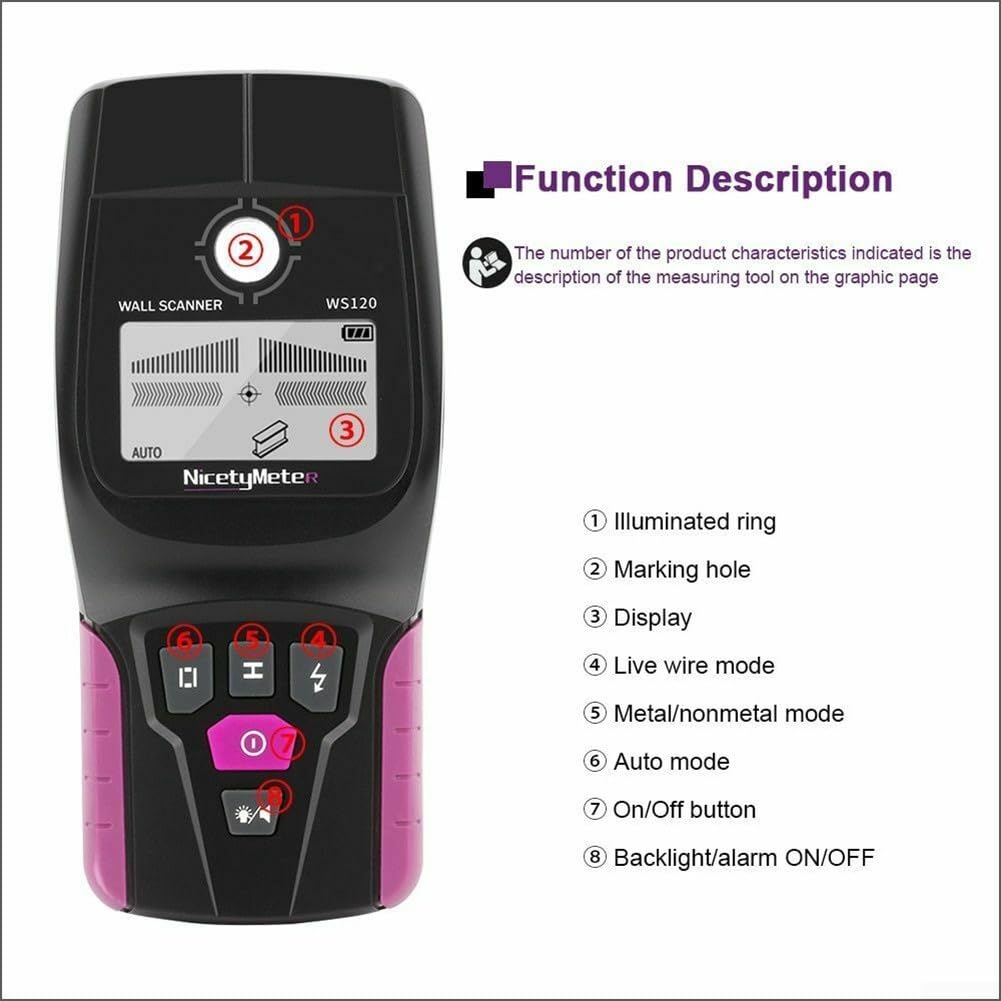Escáner digital de pared con detección de cables vivos, detector de tubos de metal y PVC para paneles de yeso, hormigón y madera, herramienta de detección de pared LCD, profundidad de