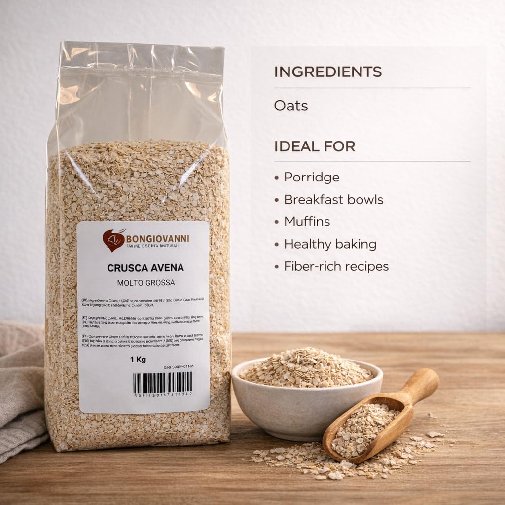 BONGIOVANNI FARINE E BONTA' NATURALI Crusca D'Avena, Macinazione grossa - Formato da 1 kg