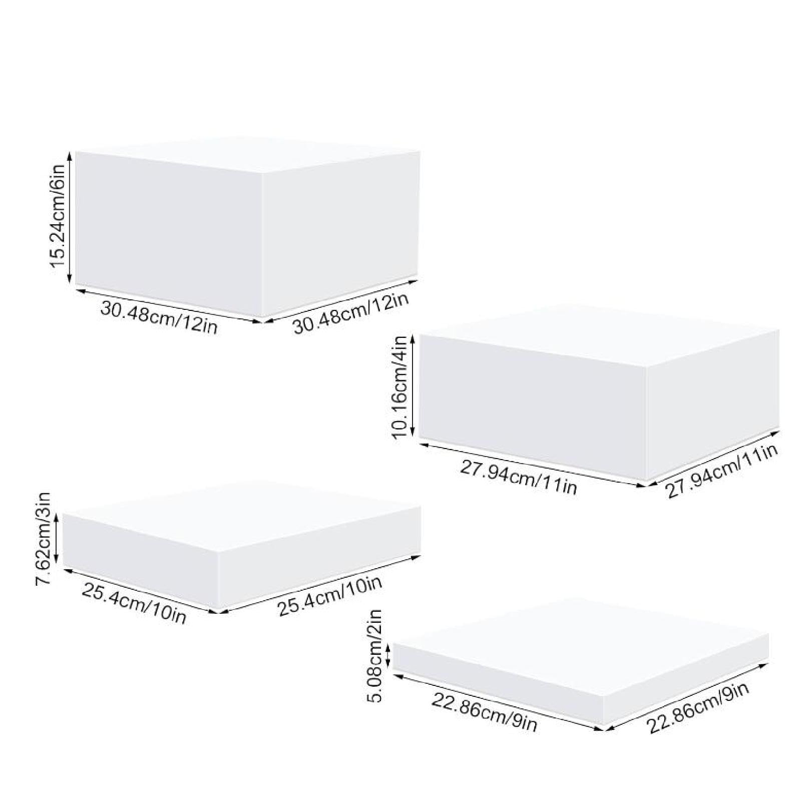 Sharplace 4 Pièces Acrylique Cube Présentoir Riser Alimentaire Riser, 5 Côtés, Présentoir Buffet Riser Nidification Riser pour Aliments À Collectionner Dessert, Blanc L