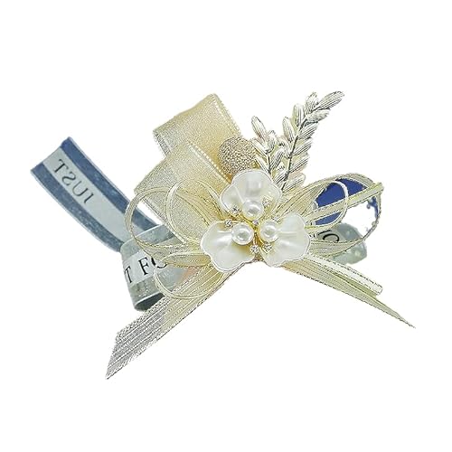 CNBYDK Zhongsen Perla Rama Ramillete Muñeca Correa De Red Roja Champán Novia Dama De Honor Pulsera De Flores