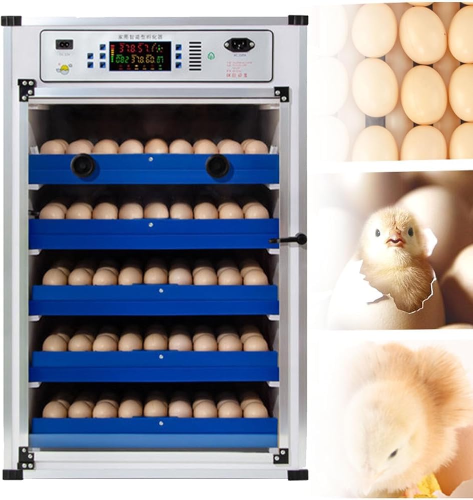 SENJINGHUA Fully-Automatic Egg Incubator - Digital Thermostat with Auto Turning, Humidity Control & LED Candler for Chicken/Duck/Pigeon/Gamefowl Eggs(Size:340Eggs)