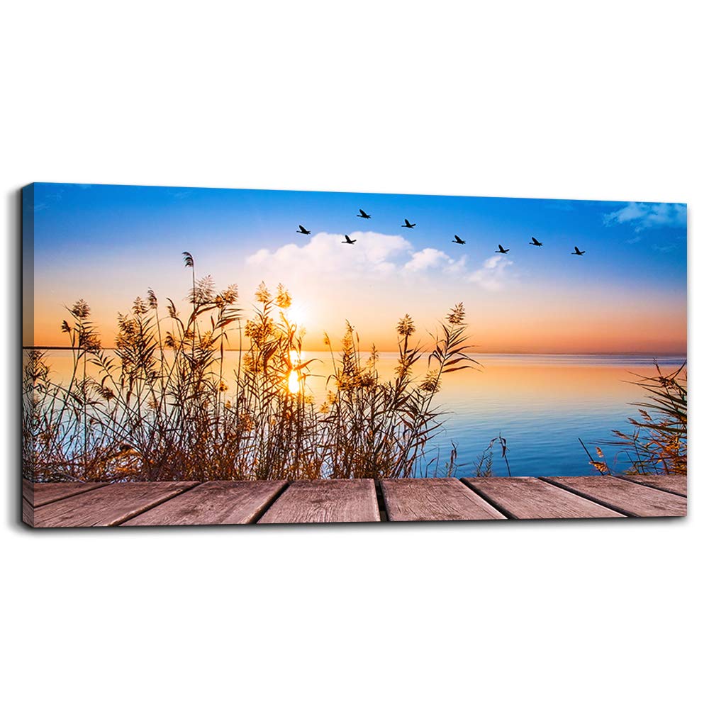 Wall Art for living room Canvas Print Artwork Wall Art Decor Blue ocean waves sun seaview Poster painting bedroom wall decorations Seascape Canvas Prints Picture Office Works Home bathroom wall decor