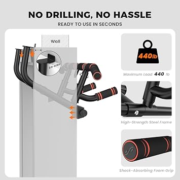 Sportneer 2026 Upgraded Pull up Bar for Doorway Pull Up Bar with Rotating Handles, Multi-Grip Door Pull Up Bar Upper Body Trainer, 440 lb Capacity, Home Gym Strength Training