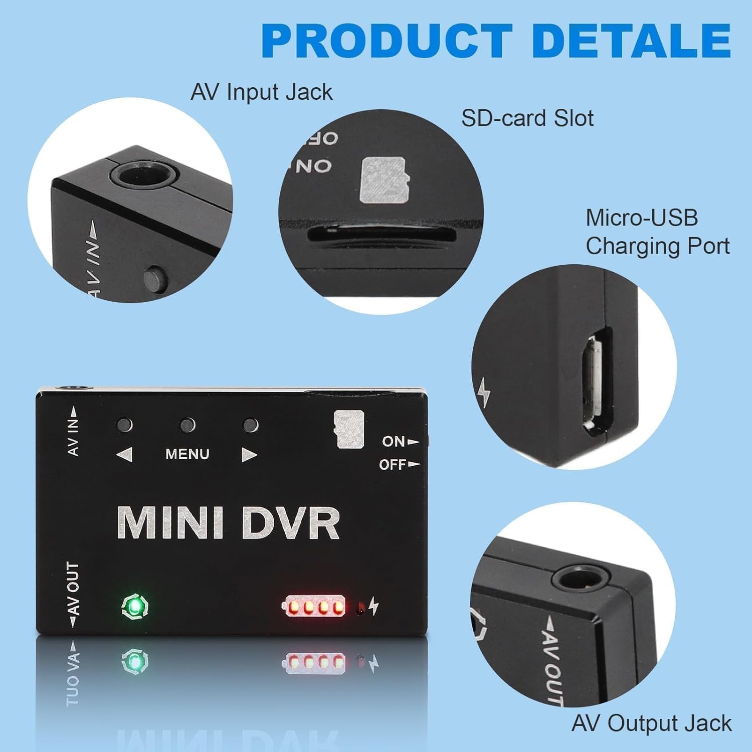 Qcwwy Mini FPV DVR -Modul Mini Digital Video Recorder DVR Recorder mit NTSC PAL Switchable 32 GB Support 11 Sprachmenü für FPV -Drohnen RC Modell