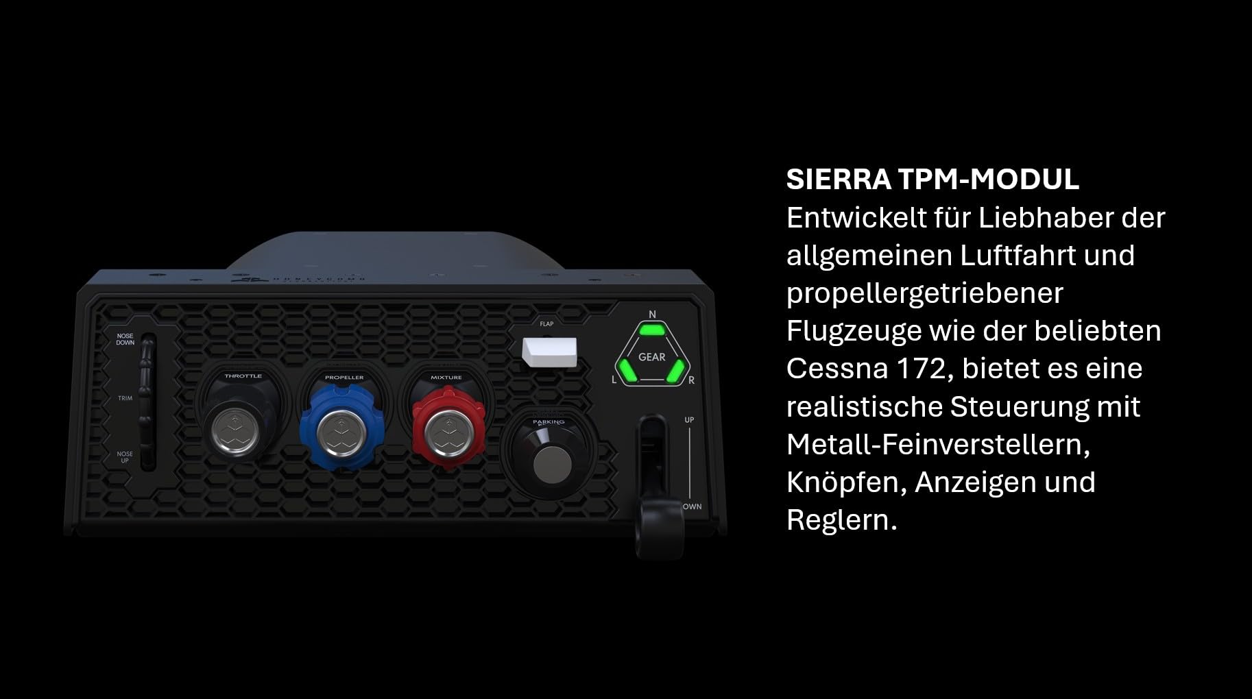 Honeycomb Sierra TPM Modulo Simulazione di Volo per PC e Mac con Manetta Vernier, Ruota Trim, Flap e Carrello di Atterraggio
