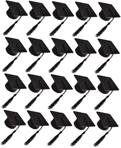 OKUMEYR 20 piezas de mini sombrero de doctor accesorios para fotos de graduación, sombreros de doctorado, decoración de tapa de botella de