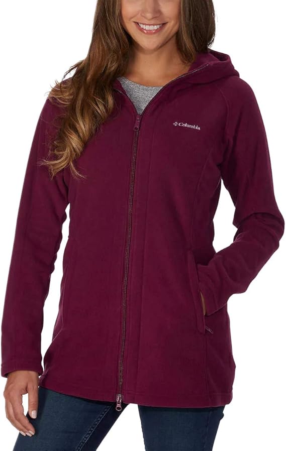 women's columbia three lakes hooded long fleece jacket