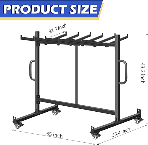 Miniatura 2 de Estante plegable para silla, capacidad de 550 libras, carrito de silla plegable resistente con capacidad para 42 sillas o 12 mesas, almacenamiento