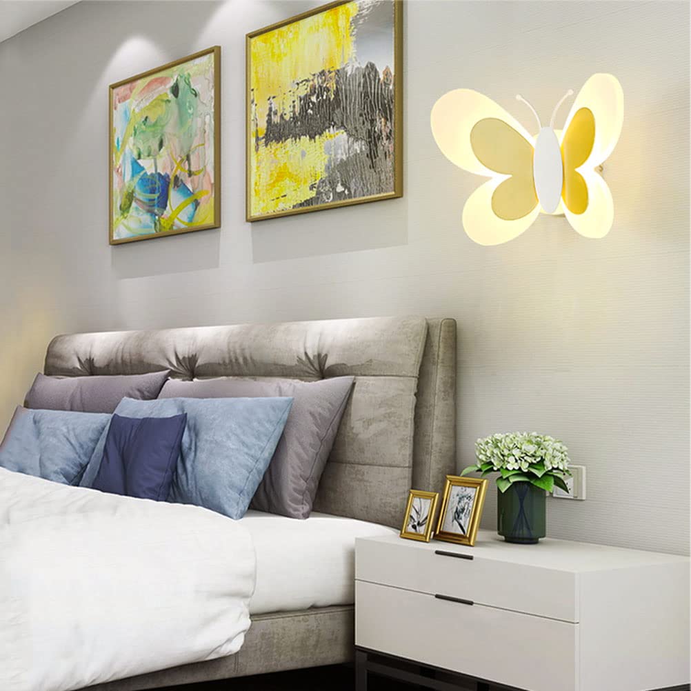 Lámpara de pared para habitación infantil Lámpara de pared de mariposa regulable con control remoto Lámpara de noche de dibujos animados Iluminación de pared decorativa moderna Lámpara para niños de