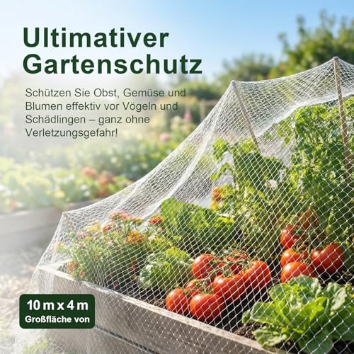 GWHOLE Vogelschutznetz engmaschig Laubschutznetz 10 x 4 m für Balkon Garten