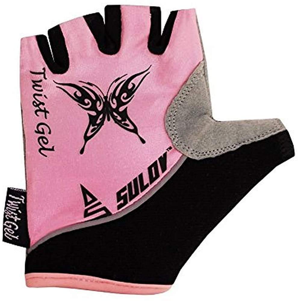 SULOV Children's Twist Gel Cycling Gloves, Pink, Size L