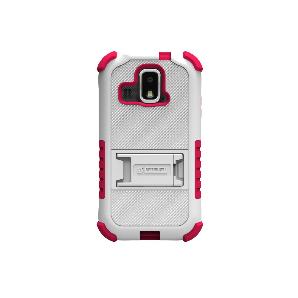 BEYOND CELLTri-Shield Durable Hybrid Hard Shell and Silicone Case for Kyocera Hydro XTRM C6721 - White/Hot Pink - Retail Packaging - White/Hot Pink