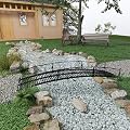 AIIT 10 FT Metal Garden Bridge - Garden Bridges for Outdoors Courtyard Iron Bridge with Circular Safety Guardrails Pond Bridge for Pond, Yard, Creek, Stream, Black