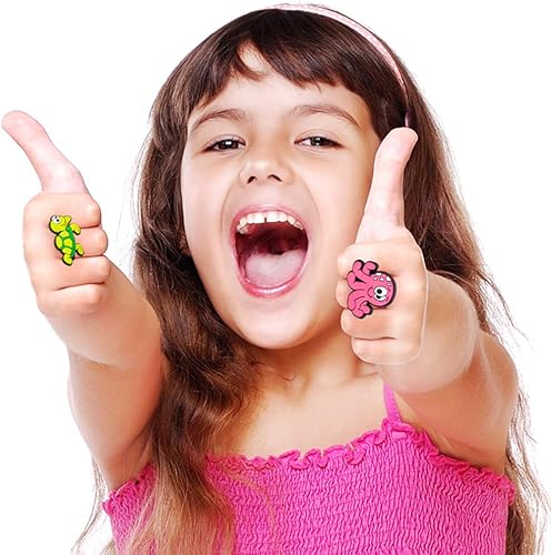 Miniatura 4 de ArtCreativity Anillos de goma Sea Life para niños, paquete de 24, adorables joyas infantiles para niñas y niños, divertidos colores surtidos,